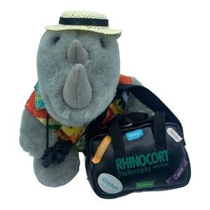Rhinocort Nasal Inhaler Promotional Rhino Plush Travel Tourist Camera 9 1/2”